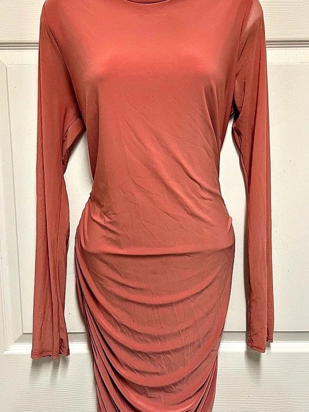 Fashion Nova “Take Your Man” Ruched Marsala Dress